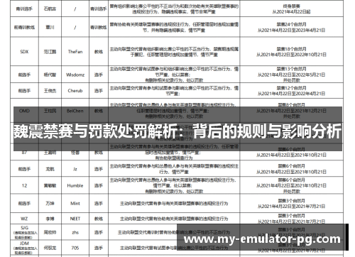 魏震禁赛与罚款处罚解析：背后的规则与影响分析